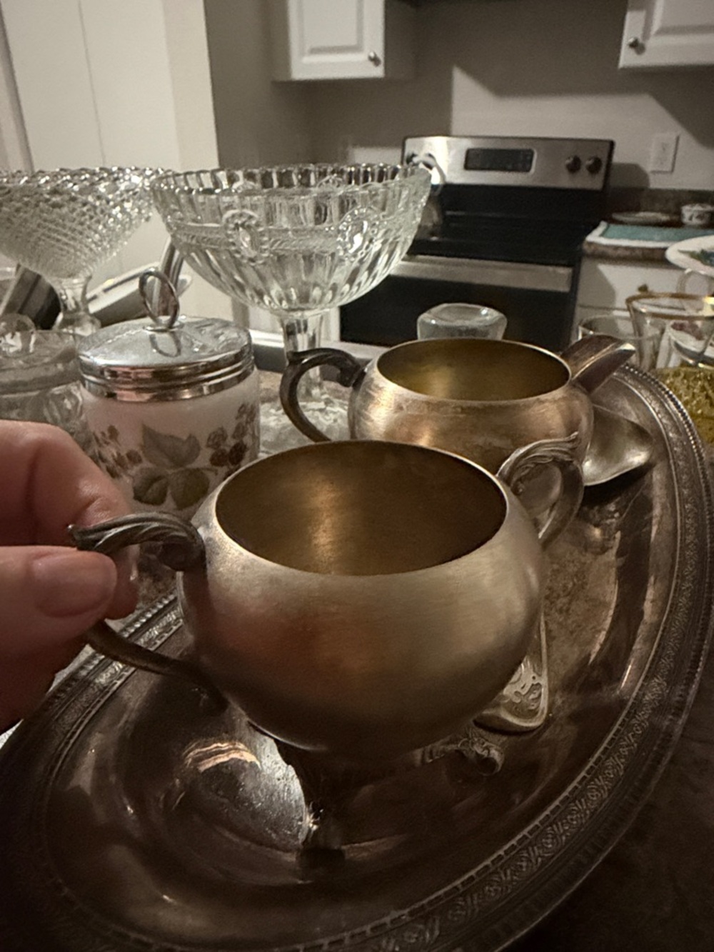 Vintage Silver-Tone Creamer and Sugar Set - Two-Piece